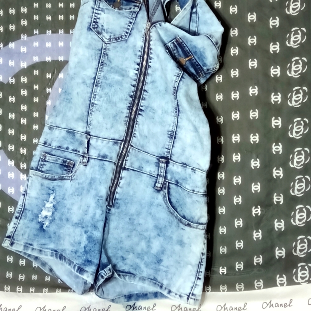 Acid Washed Blue Jean Bodysuit